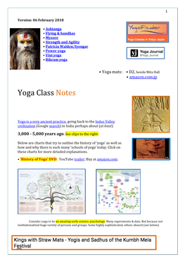 Yoga Class Notes