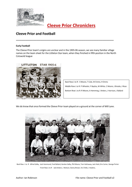 Cleeve Prior & Football