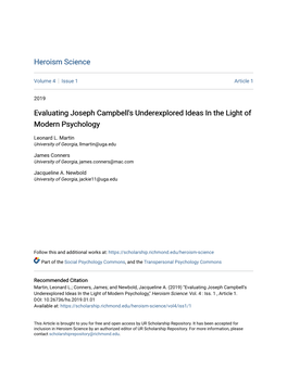 Evaluating Joseph Campbell's Underexplored Ideas in the Light of Modern Psychology