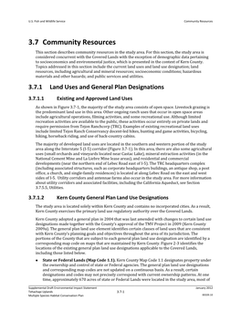 Supplemental Draft Environmental Impact Statement January 2012 Tehachapi Uplands 3.7-1 Multiple Species Habitat Conservation Plan 00339.10