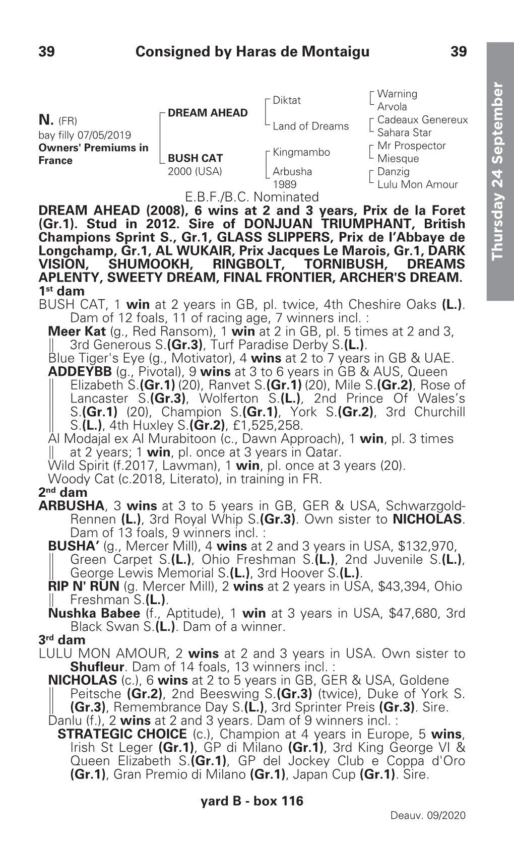 Thursda Y 2 4 September 39 Consigned by Haras De Montaigu 39