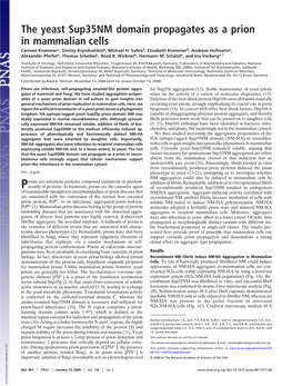 The Yeast Sup35nm Domain Propagates As a Prion in Mammalian Cells Carmen Krammera, Dmitry Kryndushkinb, Michael H