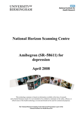 National Horizon Scanning Centre Amibegron