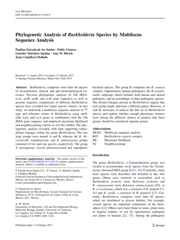 Phylogenetic Analysis of Burkholderia Species by Multilocus Sequence Analysis