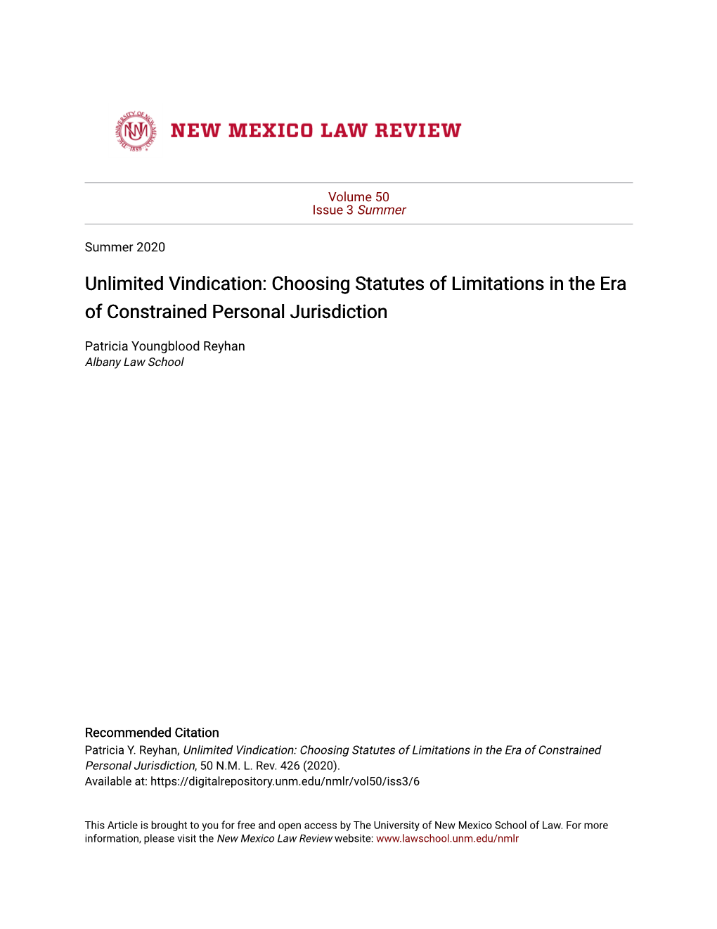 Choosing Statutes of Limitations in the Era of Constrained Personal Jurisdiction