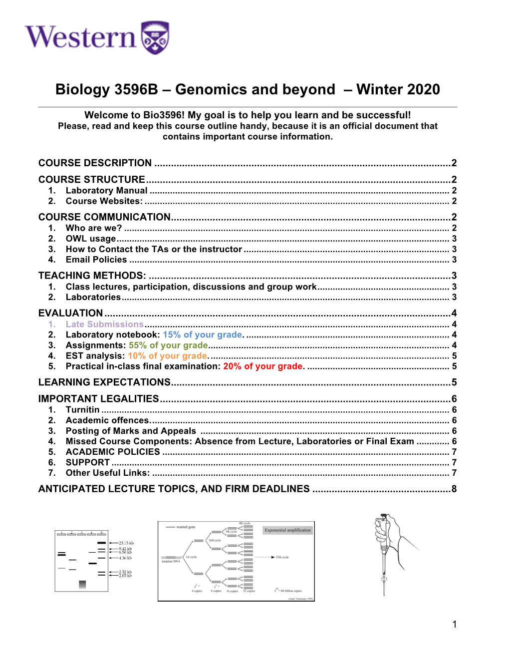 Biology 3596B – Genomics and Beyond – Winter 2020