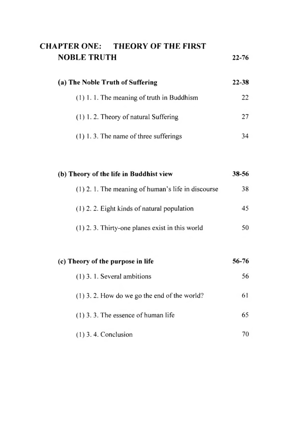 Chapter One: Theory of the First Noble Truth 22-76