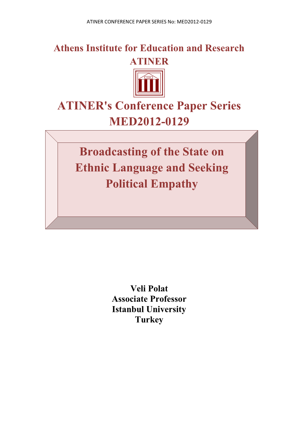 ATINER's Conference Paper Series MED2012-0129