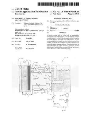 (12) Patent Application Publication (10) Pub. No.: US 2010/0196768 A1 Roberts Et Al