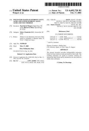 (12) United States Patent (10) Patent No.: US 6,692,728 B2 Weipert Et Al