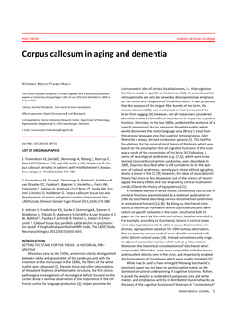 Corpus Callosum in Aging and Dementia