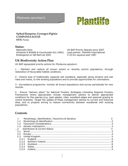 Status: UK Biodiversity Action Plan: Contents Phyteuma Spicatum L