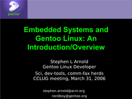 CCLUG Embedded Gentoo Talk