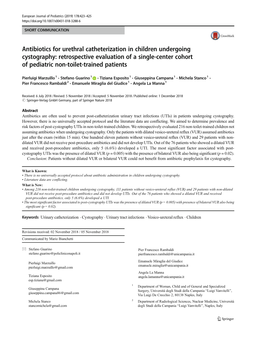 Antibiotics for Urethral Catheterization in Children Undergoing Cystography