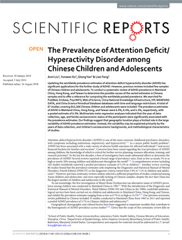 The Prevalence of Attention Deficit/Hyperactivity Disorder