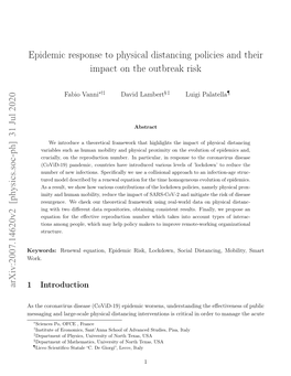 Epidemic Response to Physical Distancing Policies and Their Impact on the Outbreak Risk