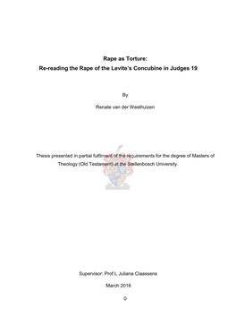 Re-Reading the Rape of the Levite's Concubine in Judges 19