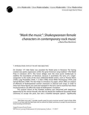 Shakespearean Female Characters in Contemporary Rock Music