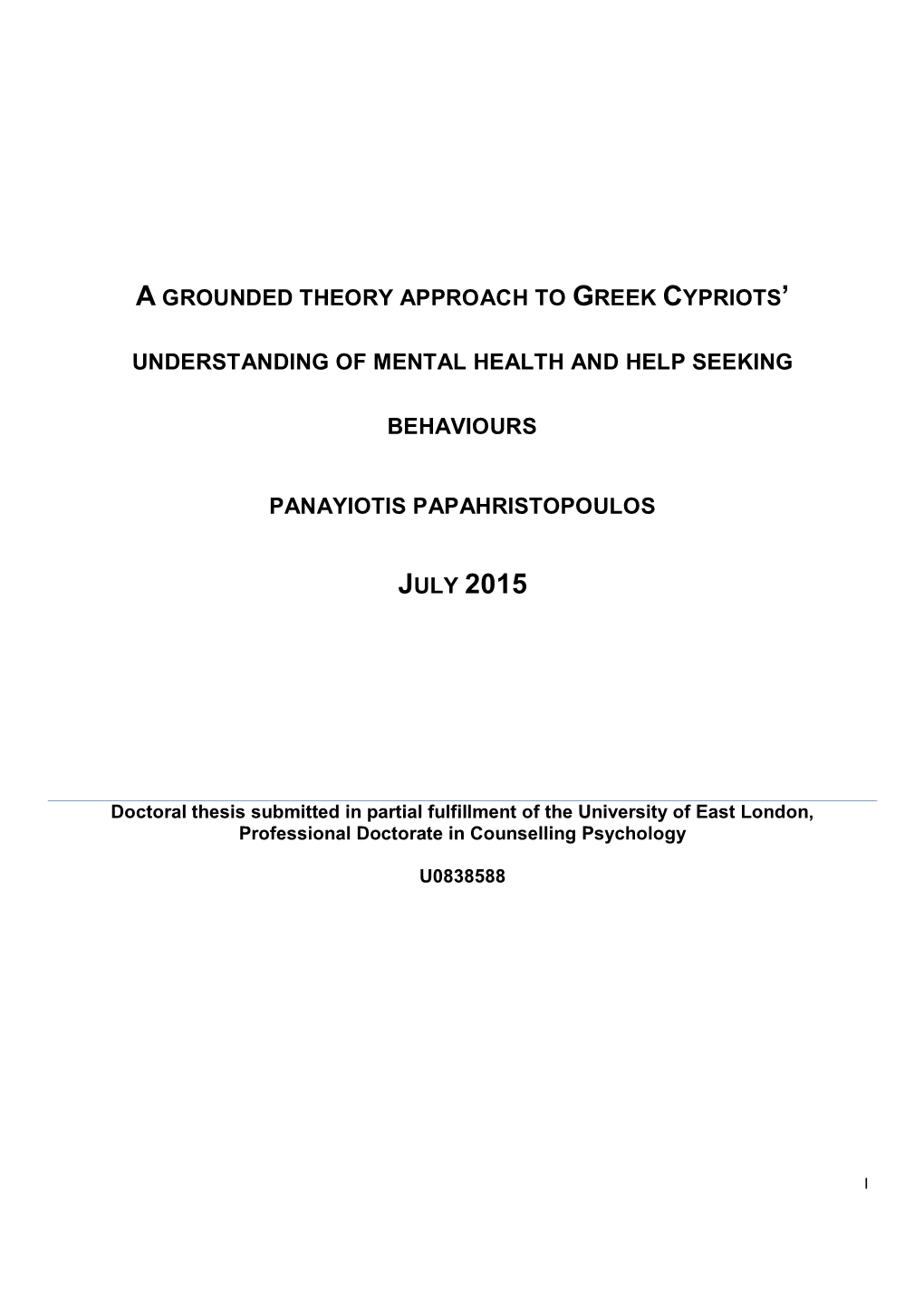 A Grounded Theory Approach to Greek Cypriots’