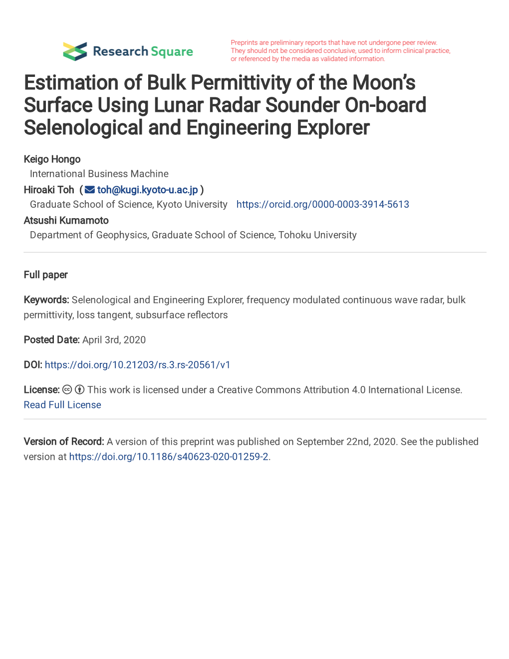 Estimation of Bulk Permittivity of the Moon's Surface