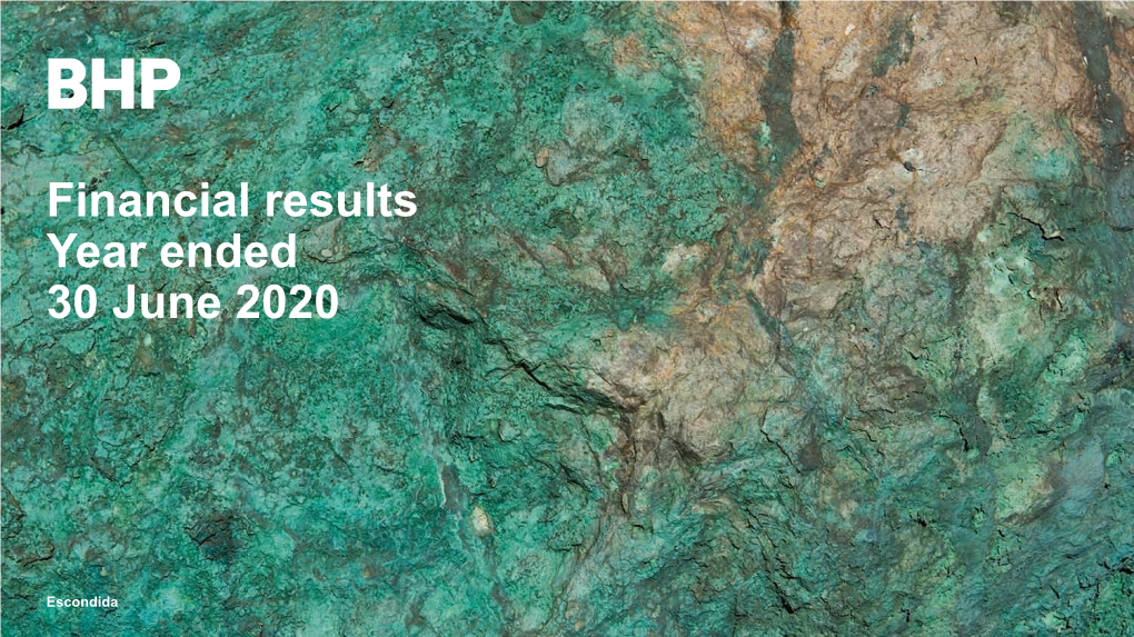 Financial Results Year Ended 30 June 2020