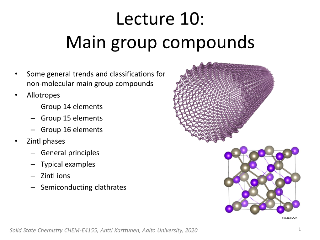 Lecture 10: Main Group Compounds