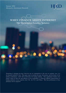 When Finance Meets Internet, Marketplace Lending