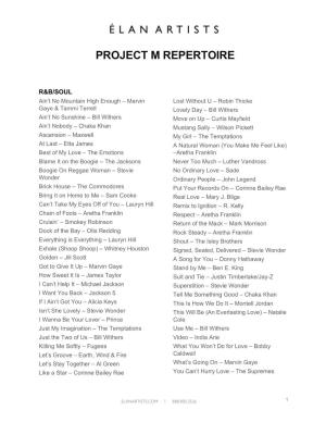 Project M Repertoire