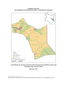 Garissa County 2016 Short Rains Food Security Assessment Report