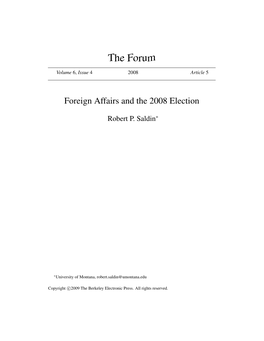 Foreign Affairs and the 2008 Election