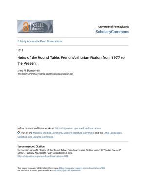 Heirs of the Round Table: French Arthurian Fiction from 1977 to the Present