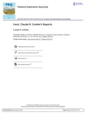 Lieut. Claude R. Conder's Reports