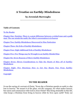Earthly-Mindedness