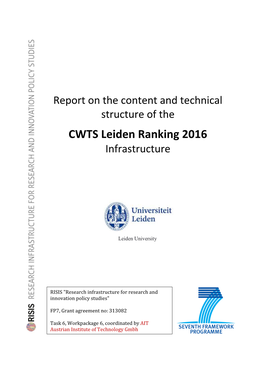 CWTS Leiden Ranking 2016 Infrastructure