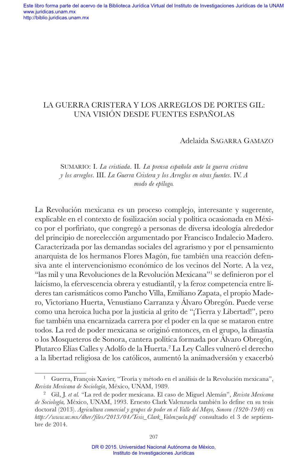 La Guerra Cristera Y Los Arreglos De Portes Gil: Una Visión Desde Fuentes Españolas