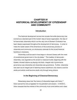 Chapter Iv Historical Development of Citizenship and Community