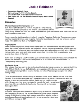 Jackie Robinson Article