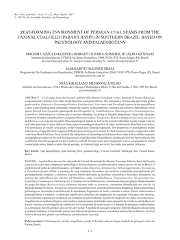 Peat-Forming Environment of Permian Coal Seams from the Faxinal Coalfield (Paraná Basin) in Southern Brazil, Based on Palynology and Palaeobotany