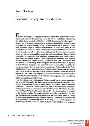 Scott Denham Friedrich Torberg: an Introduction
