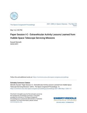 Paper Session IC-Extravehicular Activity Lessons Learned From