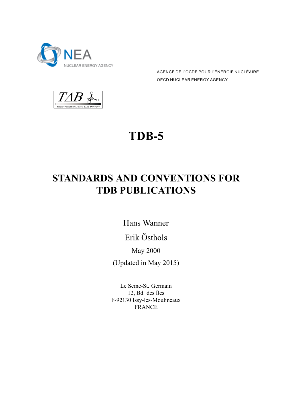 Standards and Conventions for Tdb Publications