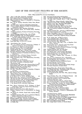 List of the Oedinaey Fellows of the Society
