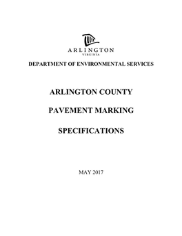 Arlington County Pavement Marking Specifications
