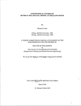 Geotechnical Studies of Retreat Pillar Coal Mining at Shallow Depth