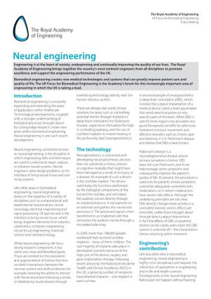 Neural Engineering Engineering Is at the Heart of Society, Underpinning and Continually Improving the Quality of Our Lives