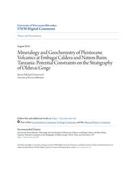 Mineralogy and Geochemistry of Pleistocene Volcanics At
