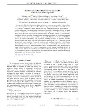 Hamiltonian Models of Lattice Fermions Solvable by the Meron-Cluster Algorithm