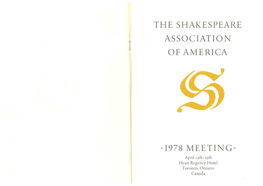 The Shakespeare Association of America