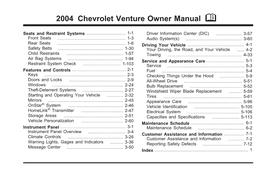 2004 Chevrolet Venture Owner Manual M