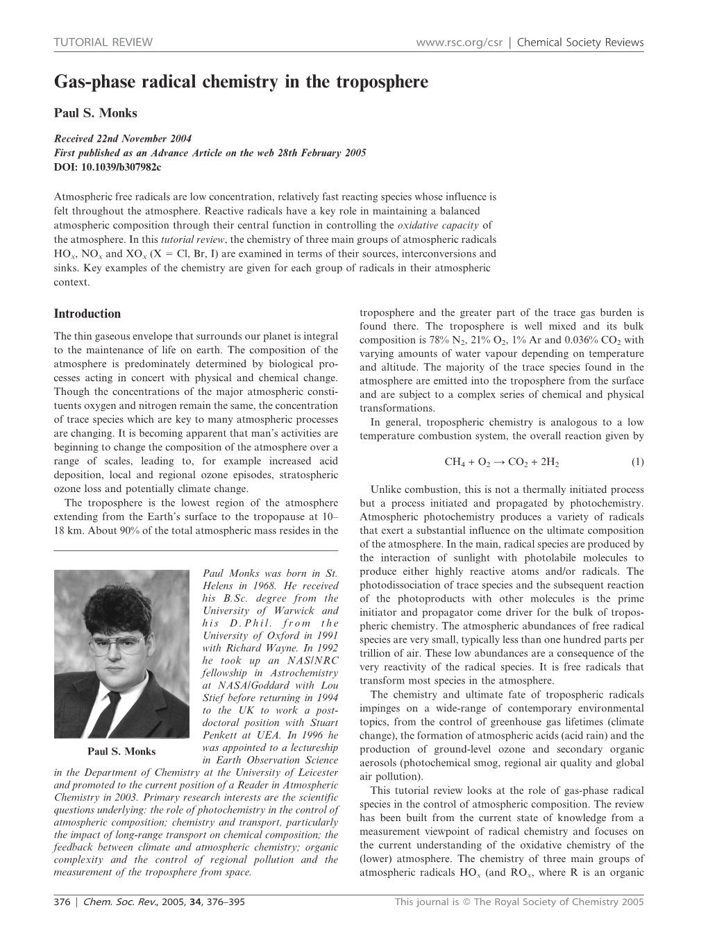 Gas-Phase Radical Chemistry in the Troposphere